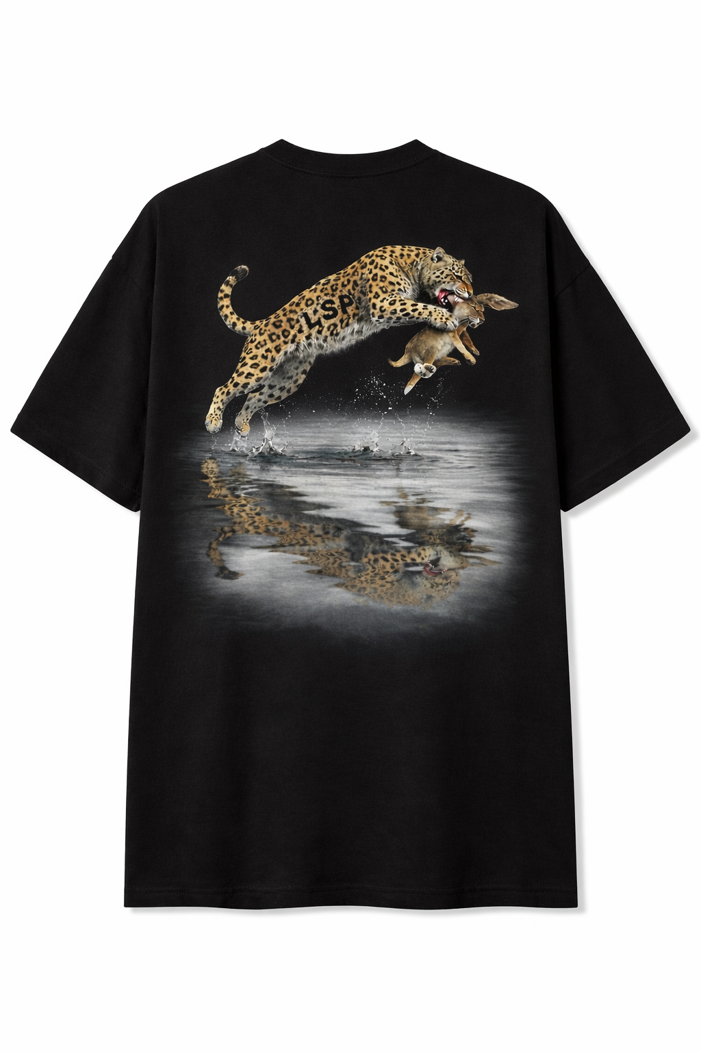 leopard jumping t shirt